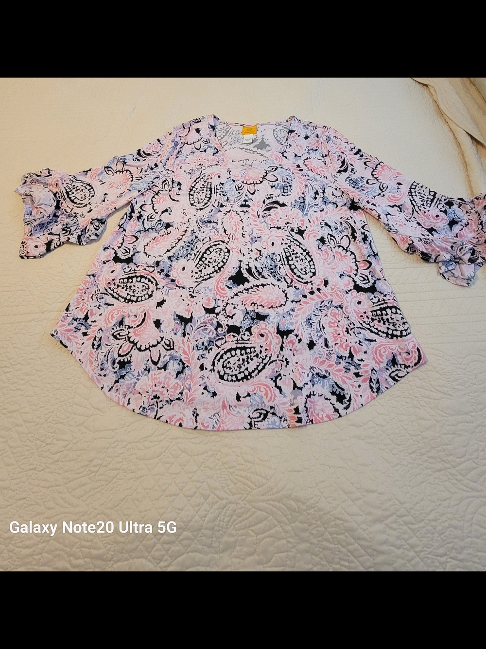 Ruby Rd. Pink Black White Paisley Blouse